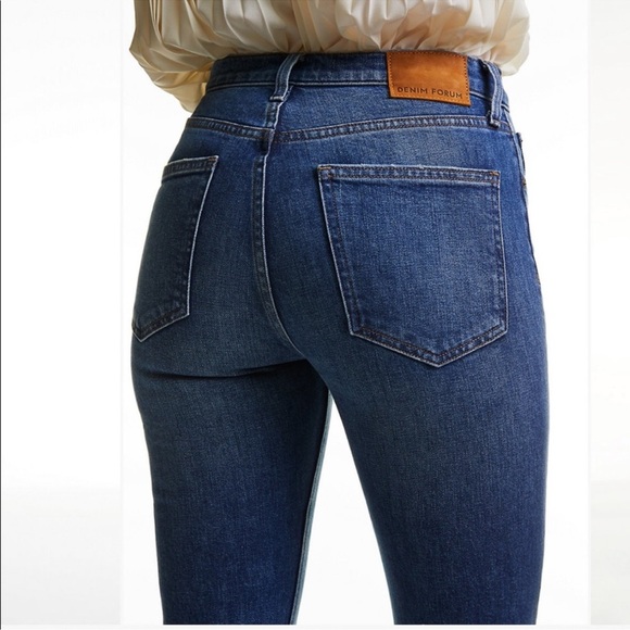Denim Forum Blue Straight Leg Jeans - Picture 1 of 7